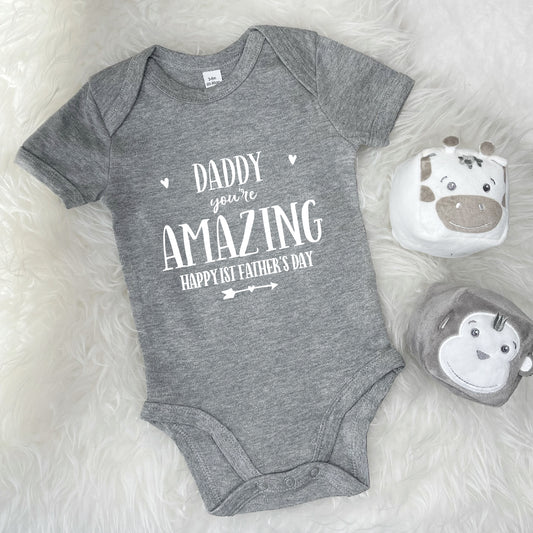 Daddy You're Amazing Happy 1st Father's Day Babygrow - Lovetree Design