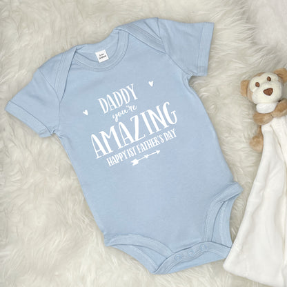 Daddy You're Amazing Happy 1st Father's Day Babygrow - Lovetree Design