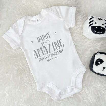 Daddy You're Amazing Happy 1st Father's Day Babygrow - Lovetree Design