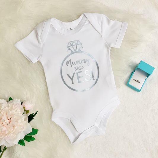 Diamond Engagement Ring Mummy Said Yes Babygrow - Lovetree Design