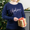 I Believe Rose Gold Stars Christmas Sweatshirt - Lovetree Design