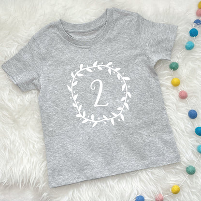 Girls Birthday T Shirt Flower Garland And Number