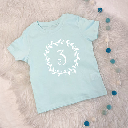 Girls Birthday T Shirt Flower Garland And Number