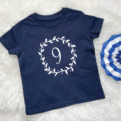 Girls Birthday T Shirt Flower Garland And Number