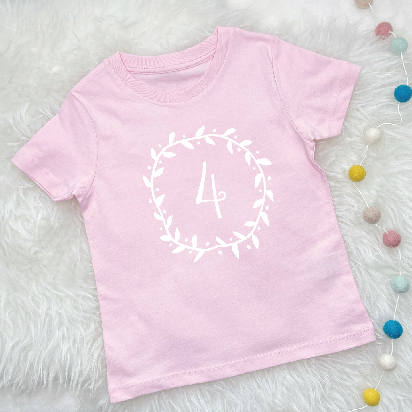 Girls Birthday T Shirt Flower Garland And Number