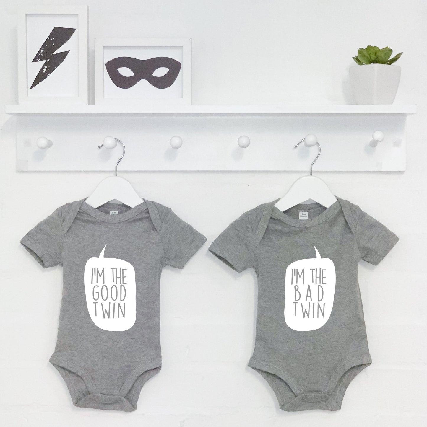 Good Twin And Bad Twin Babygrow Set - Lovetree Design