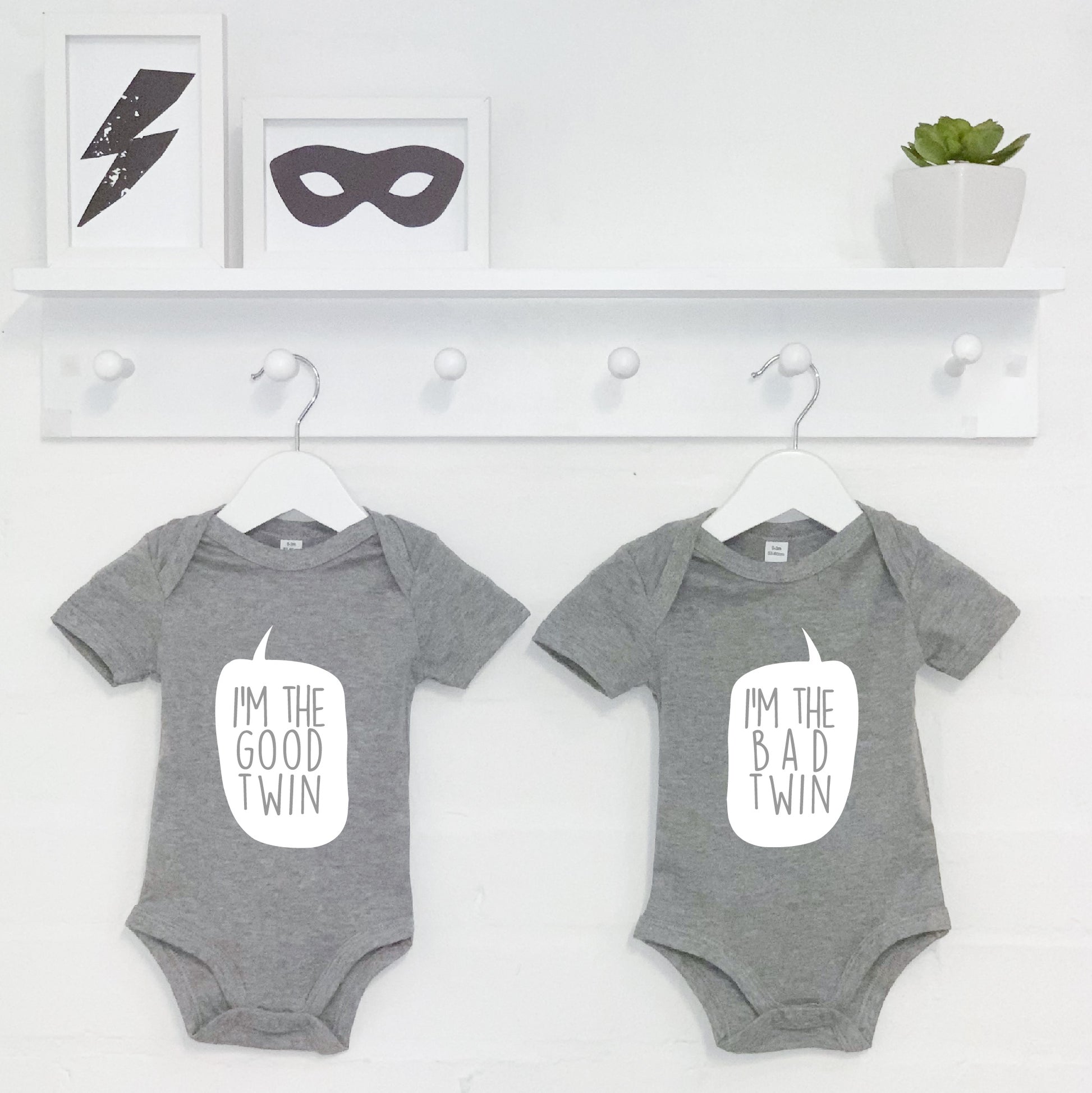 Good Twin And Bad Twin Babygrow Set - Lovetree Design