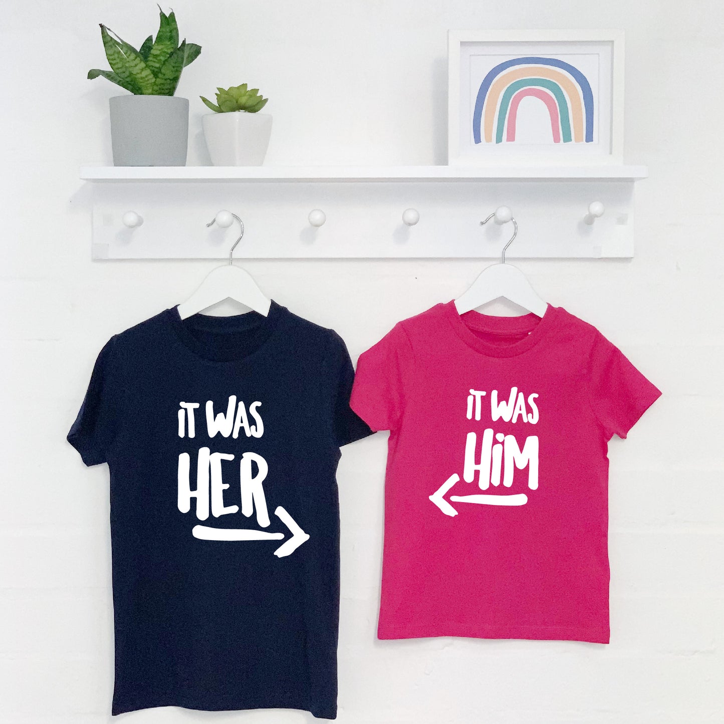 It Was Him! / It Was Her! Sibling Rivalry T Shirt Set - Lovetree Design