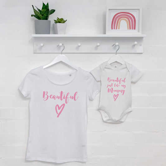 'Beautiful' Mother and Daughter T Shirt Set - Lovetree Design