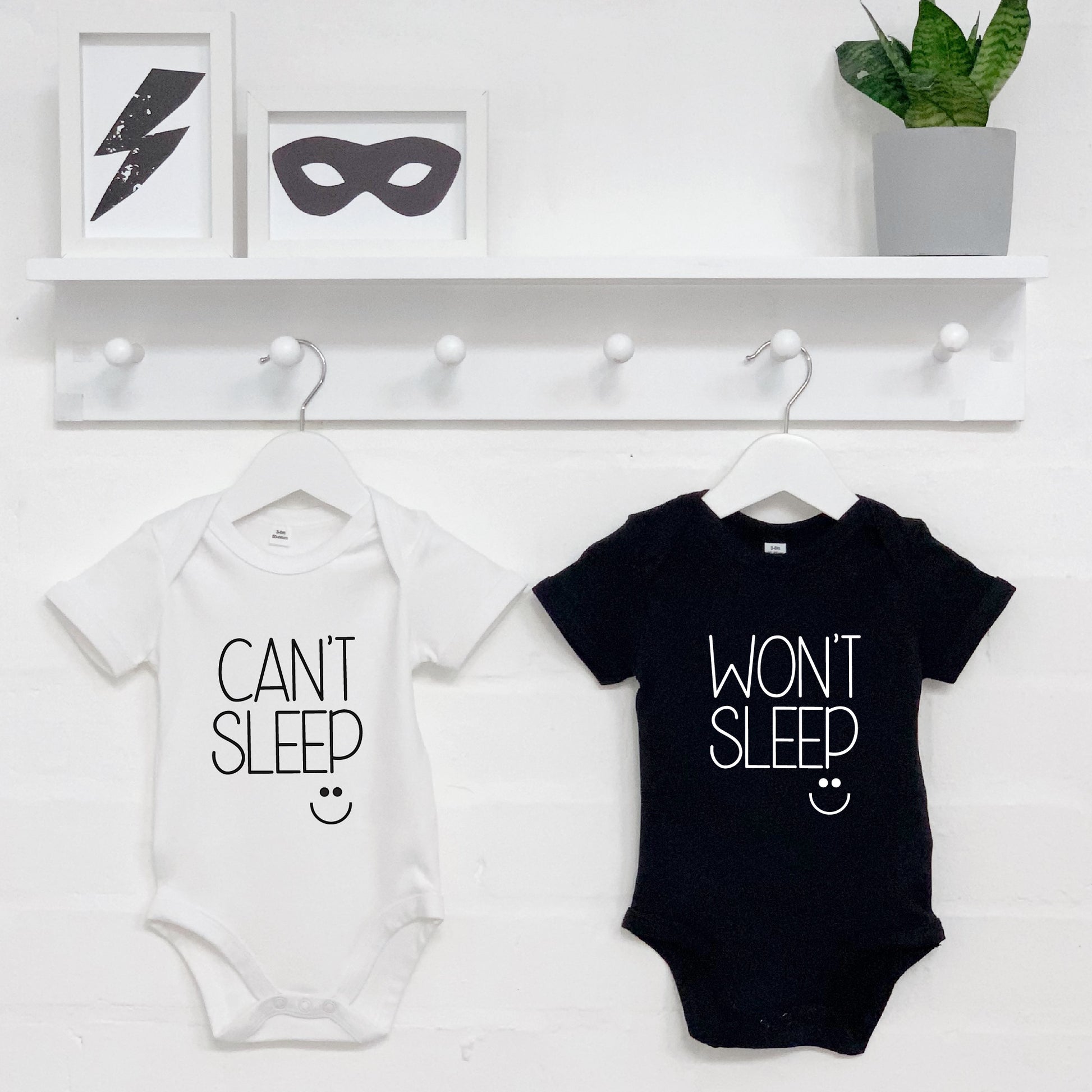 Can't Sleep, Won't Sleep Twin Babygrow Set - Lovetree Design