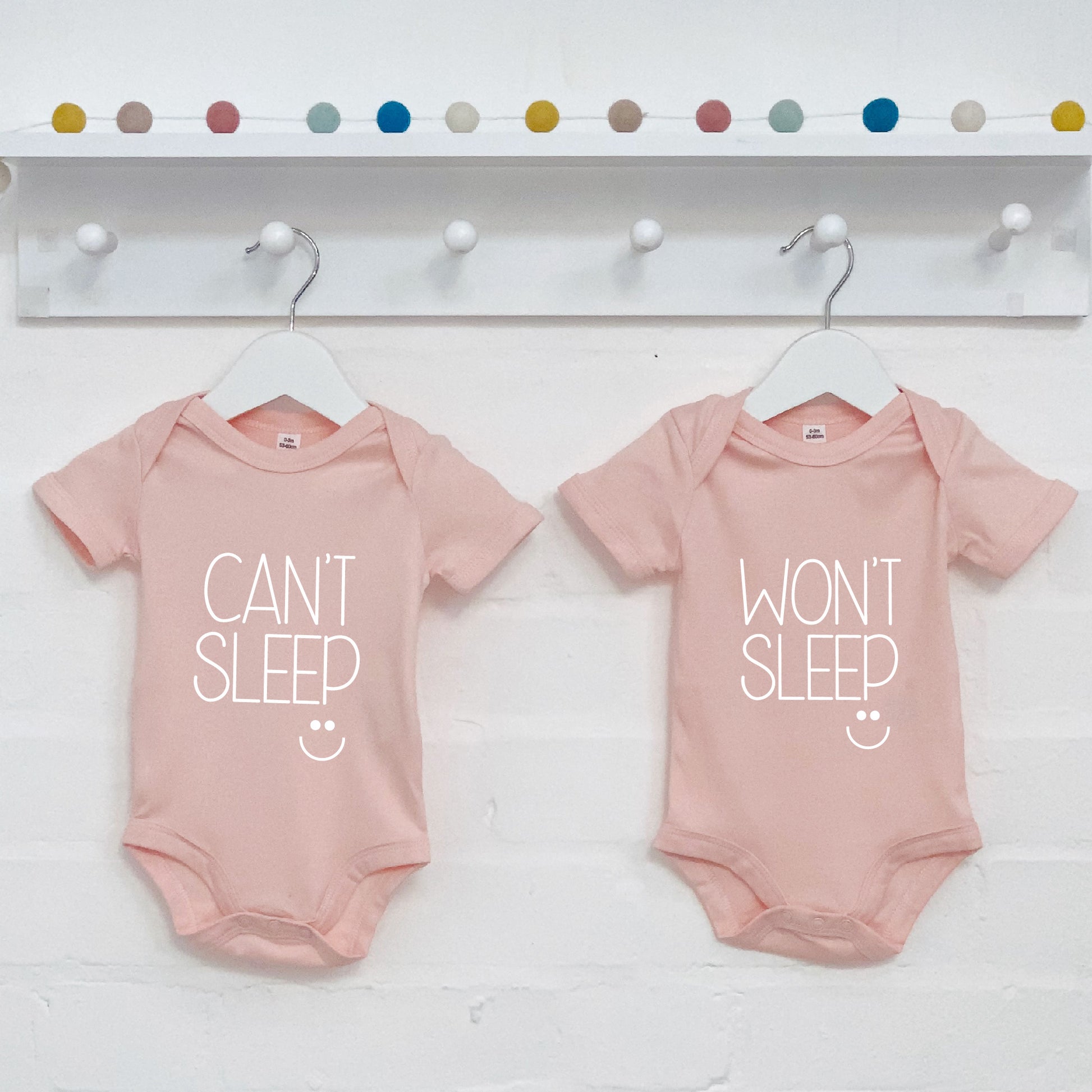 Can't Sleep, Won't Sleep Twin Babygrow Set - Lovetree Design