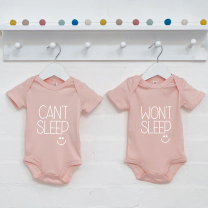 Can't Sleep, Won't Sleep Twin Babygrow Set - Lovetree Design