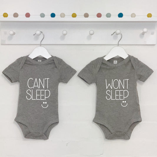 Can't Sleep, Won't Sleep Twin Babygrow Set - Lovetree Design