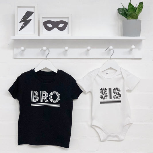 Bro Sis Monochrome Matching Sibling T Shirts - Lovetree Design