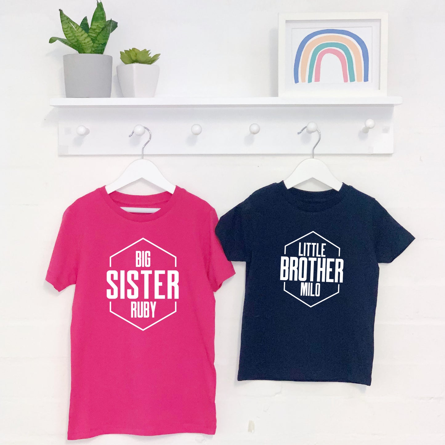 Personalised Hexagon Brother And Sister Set - Lovetree Design