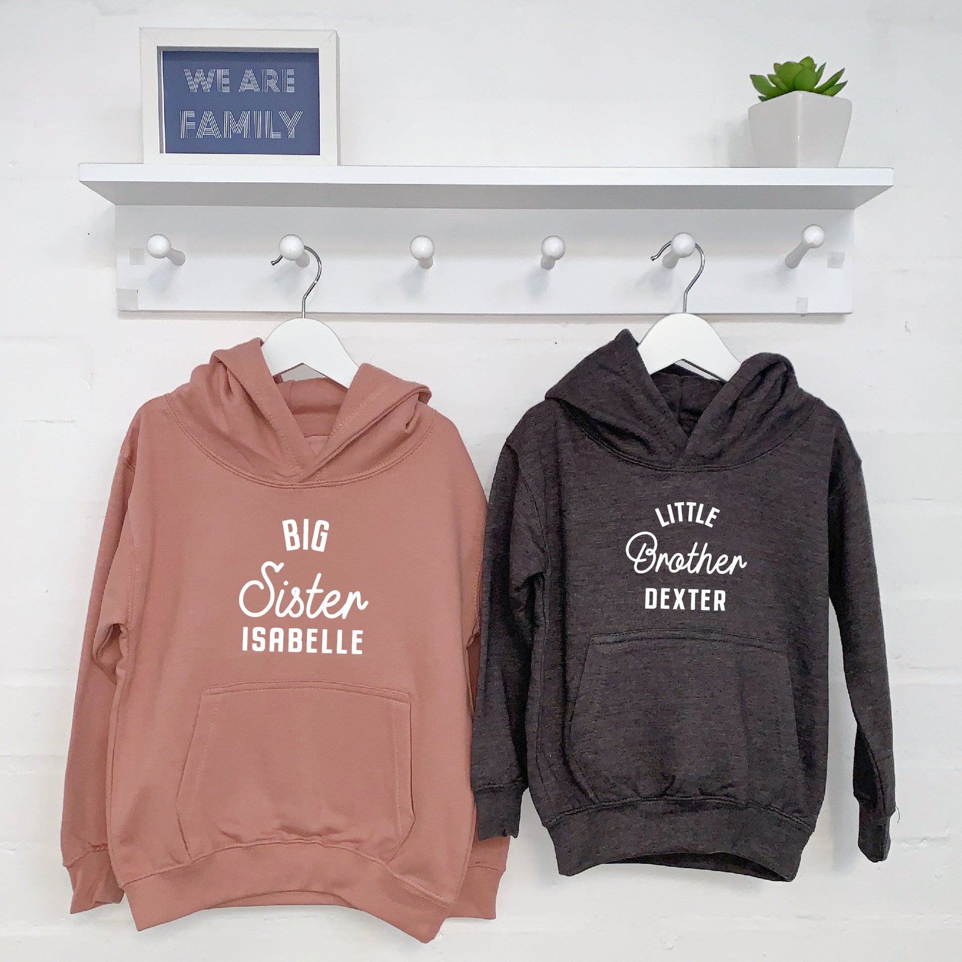 Brother Sister Matching Hoodies Set Pink And Grey - Lovetree Design