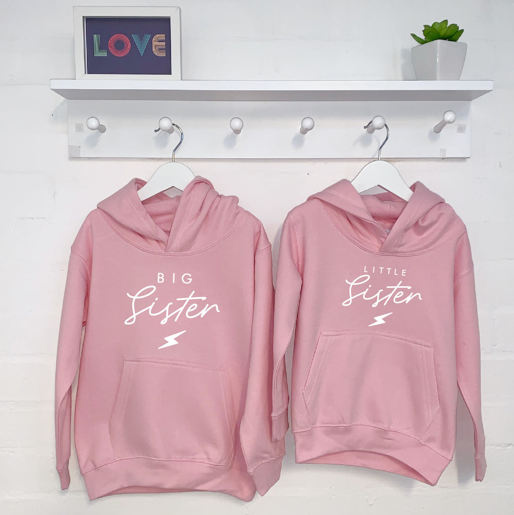 Brother Sister Matching Hoodies Set Pink and Grey 