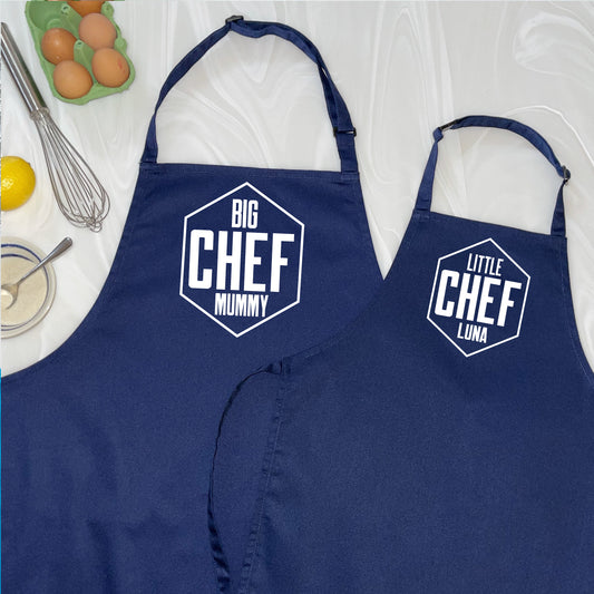 Big Chef Little Chef Personalised Hexagon Aprons - Lovetree Design