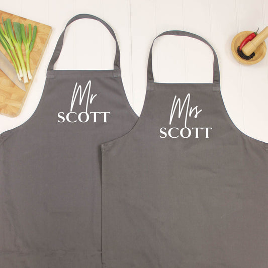 Mr And Mrs Ballpen Personalised Apron Set - Lovetree Design