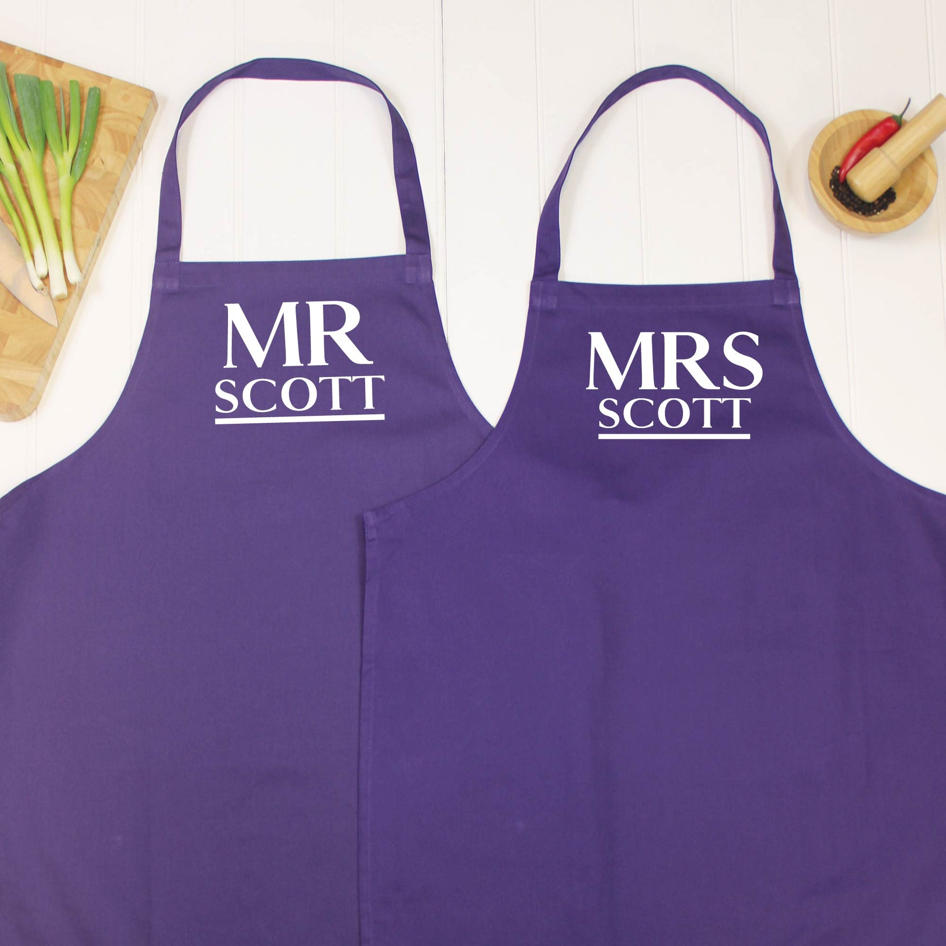 Mr And Mrs Personalised Couples Aprons - Lovetree Design