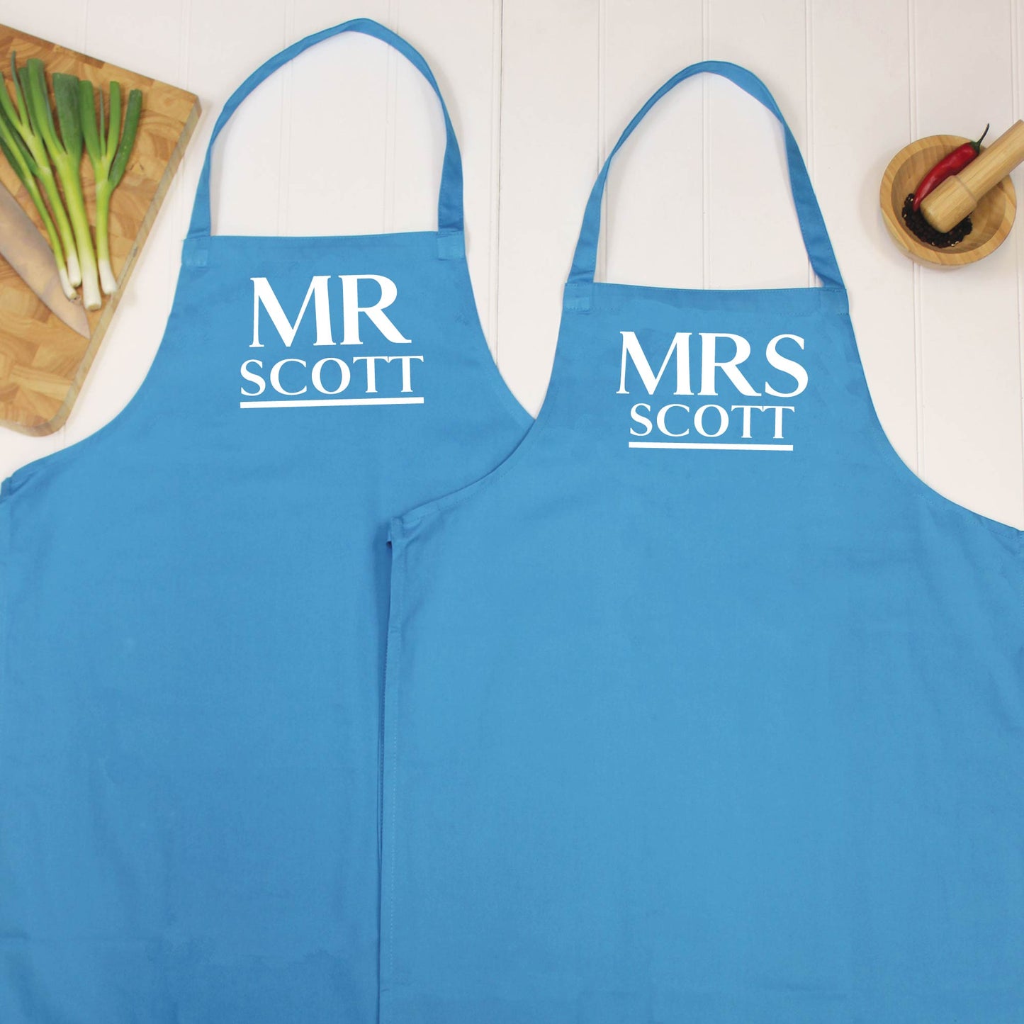 Mr And Mrs Personalised Couples Aprons - Lovetree Design