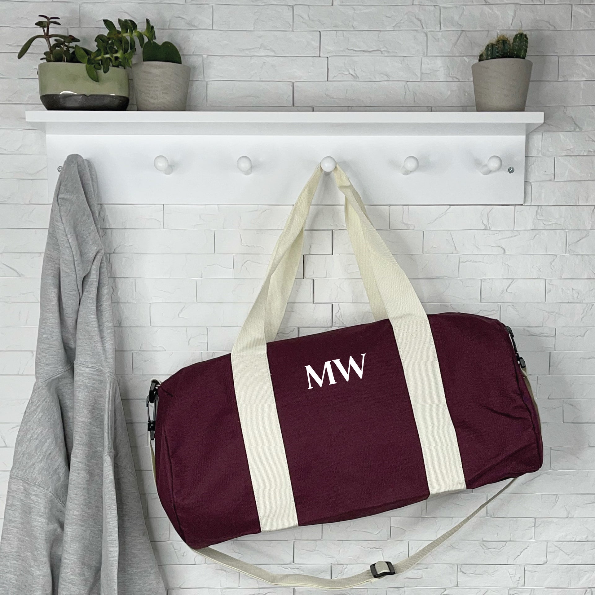 Custom Sport Duffel Bag - Personalized With Your Name, 10.75x20.75x9 Inch, Weekender For Gym, Travel, Maroon
