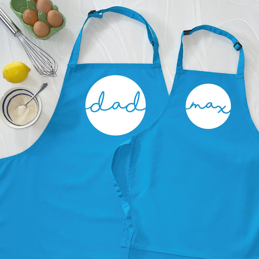 Personalised Father And Child Circle Design Apron Set - Lovetree Design