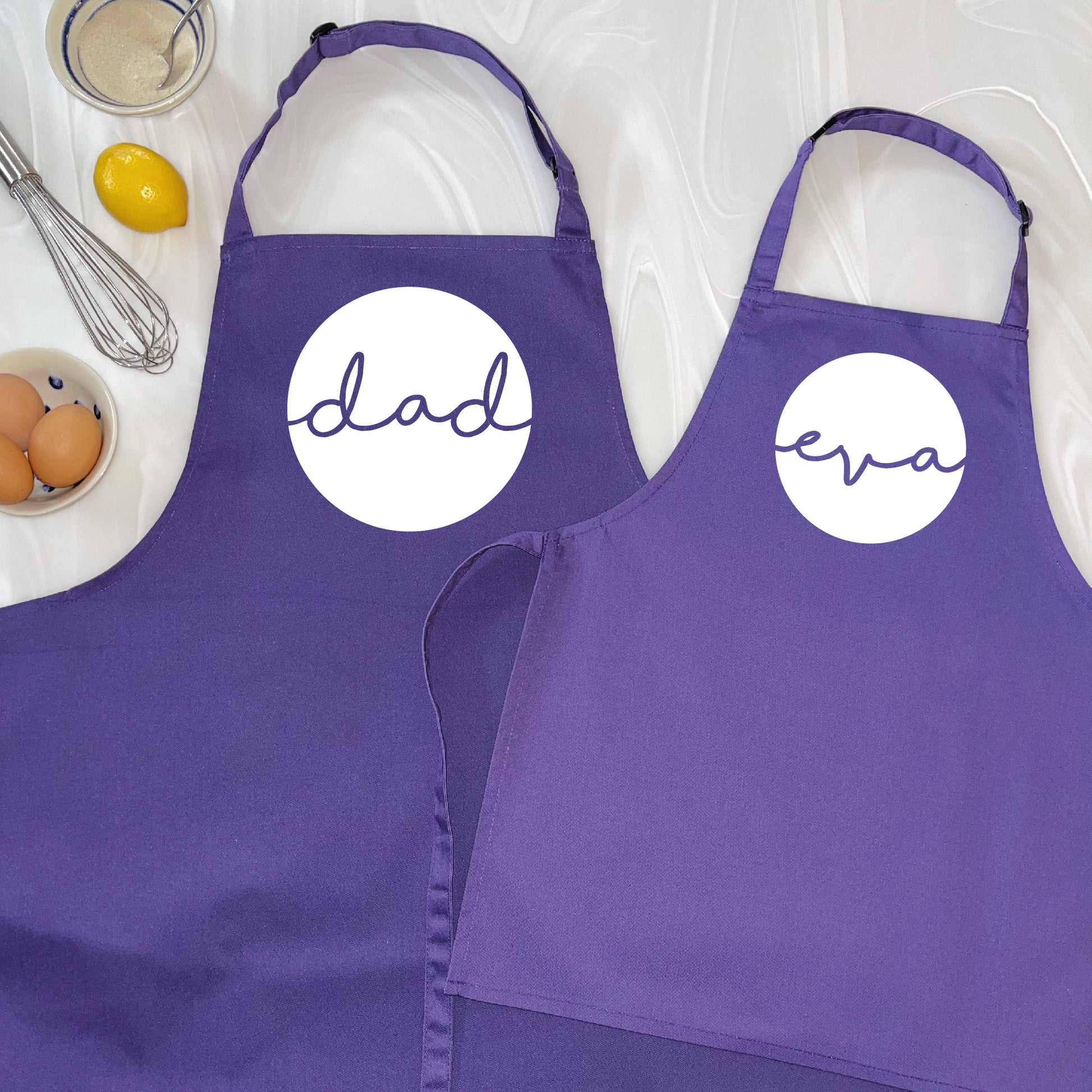 Personalised Father And Child Circle Design Apron Set - Lovetree Design