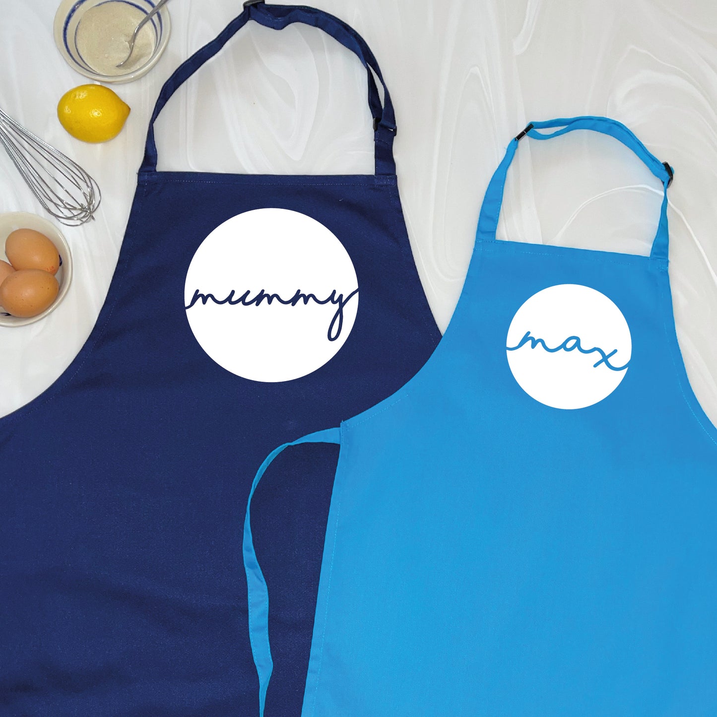 Personalised Mum And Child Circle Design Apron Set - Lovetree Design