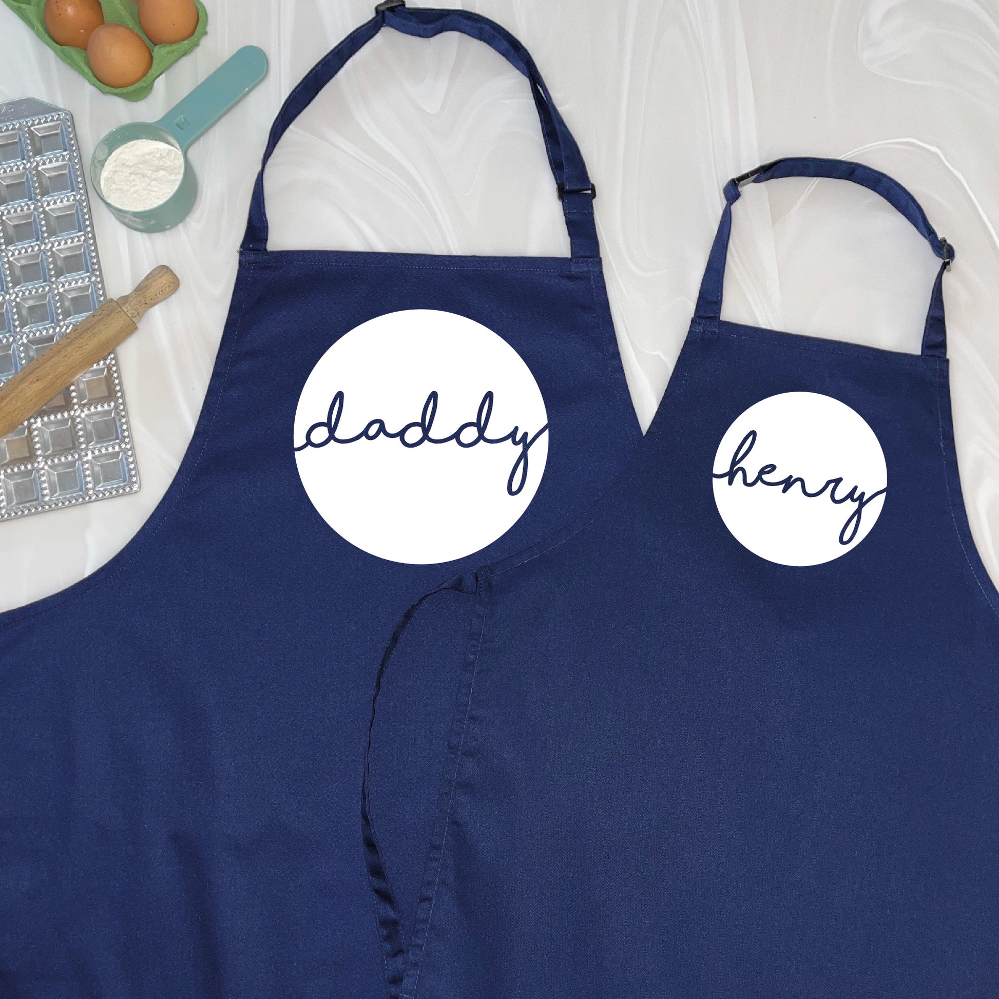 Personalised Father And Child Circle Design Apron Set - Lovetree Design