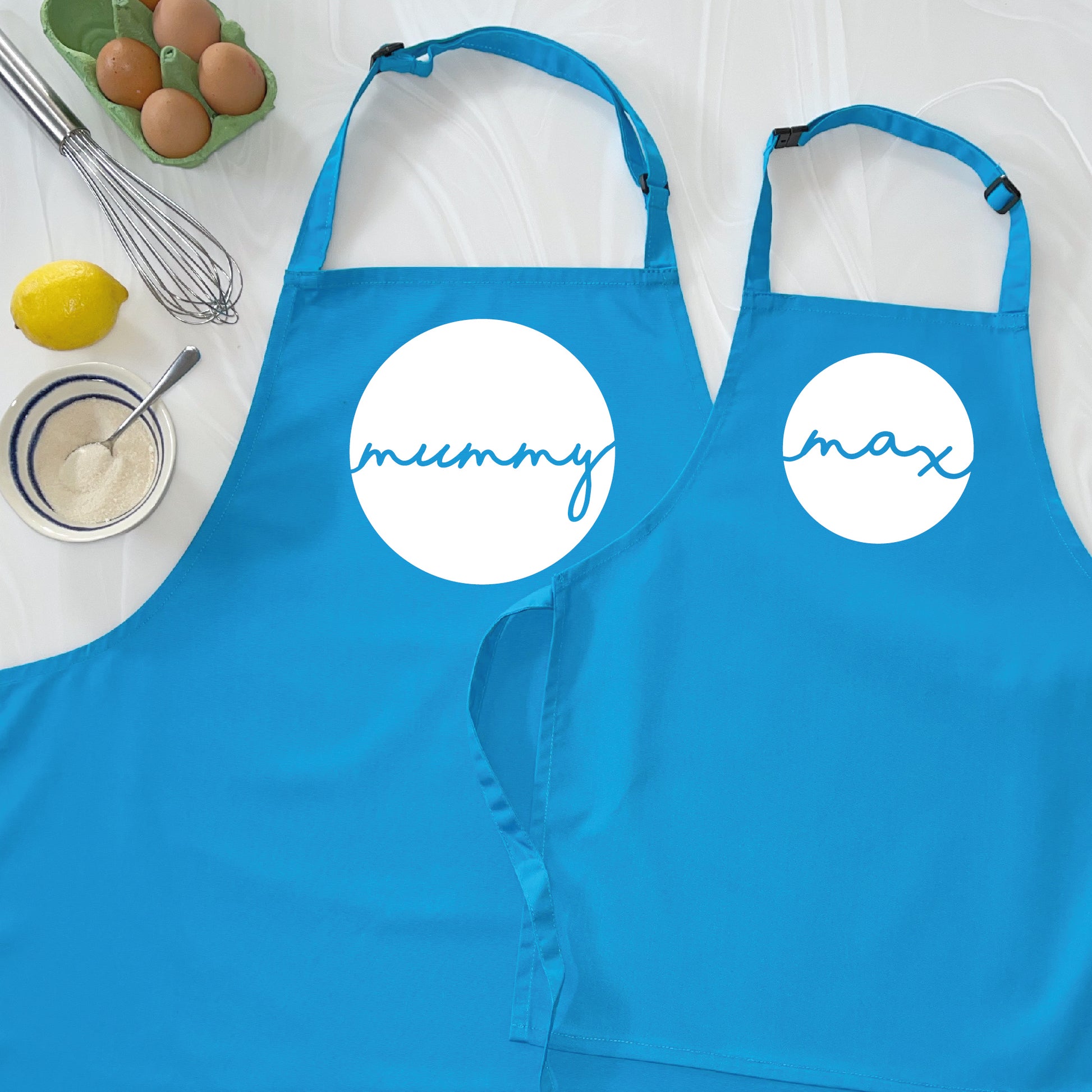 Personalised Mum And Child Circle Design Apron Set - Lovetree Design