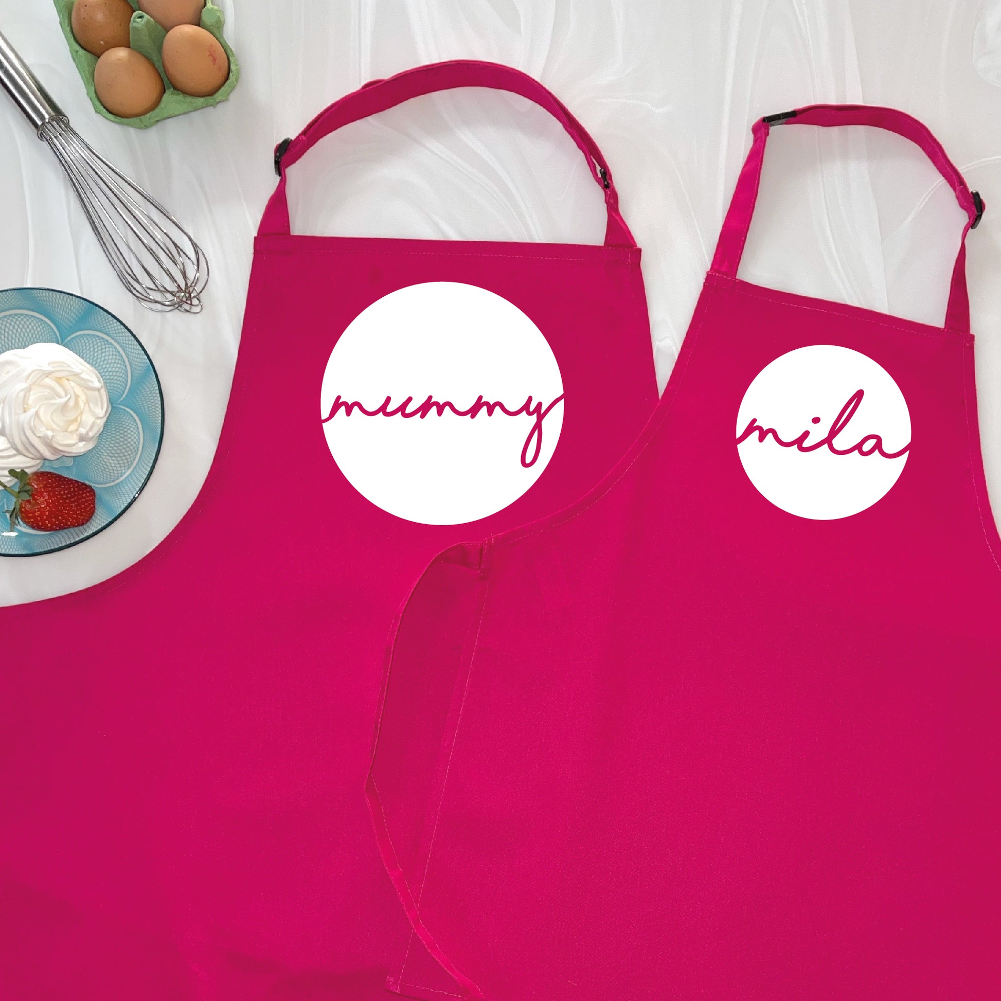 Personalised Mum And Child Circle Design Apron Set - Lovetree Design