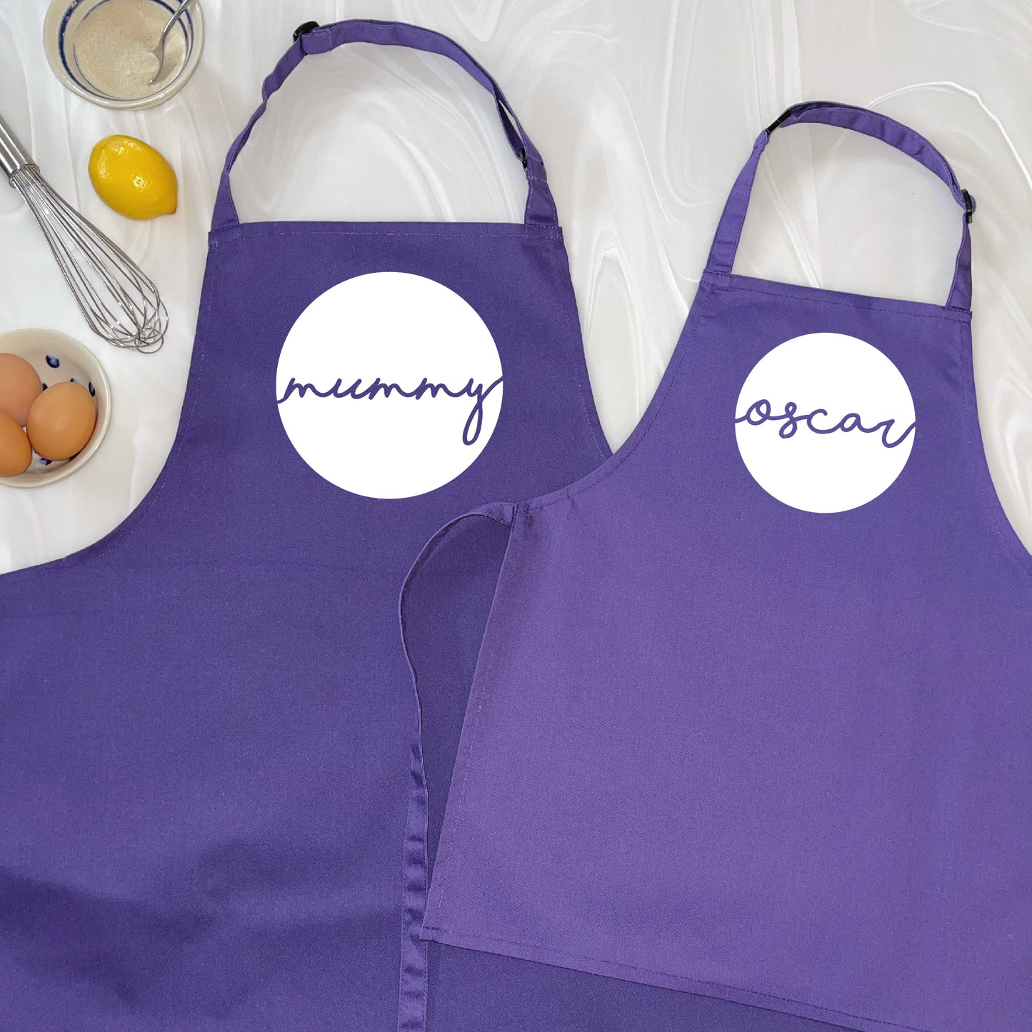 Personalised Mum And Child Circle Design Apron Set - Lovetree Design