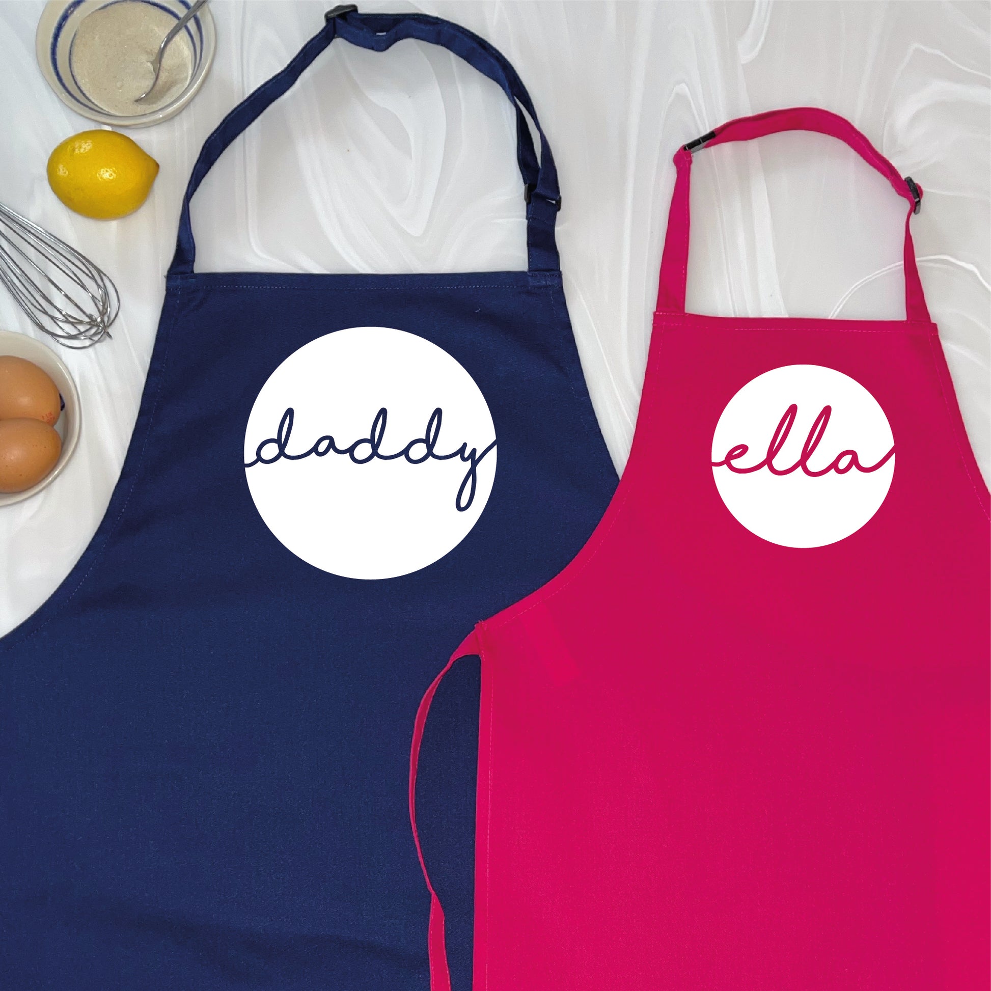 Personalised Father And Child Circle Design Apron Set - Lovetree Design