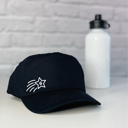 Kids Personalised Cap With Shooting Star black