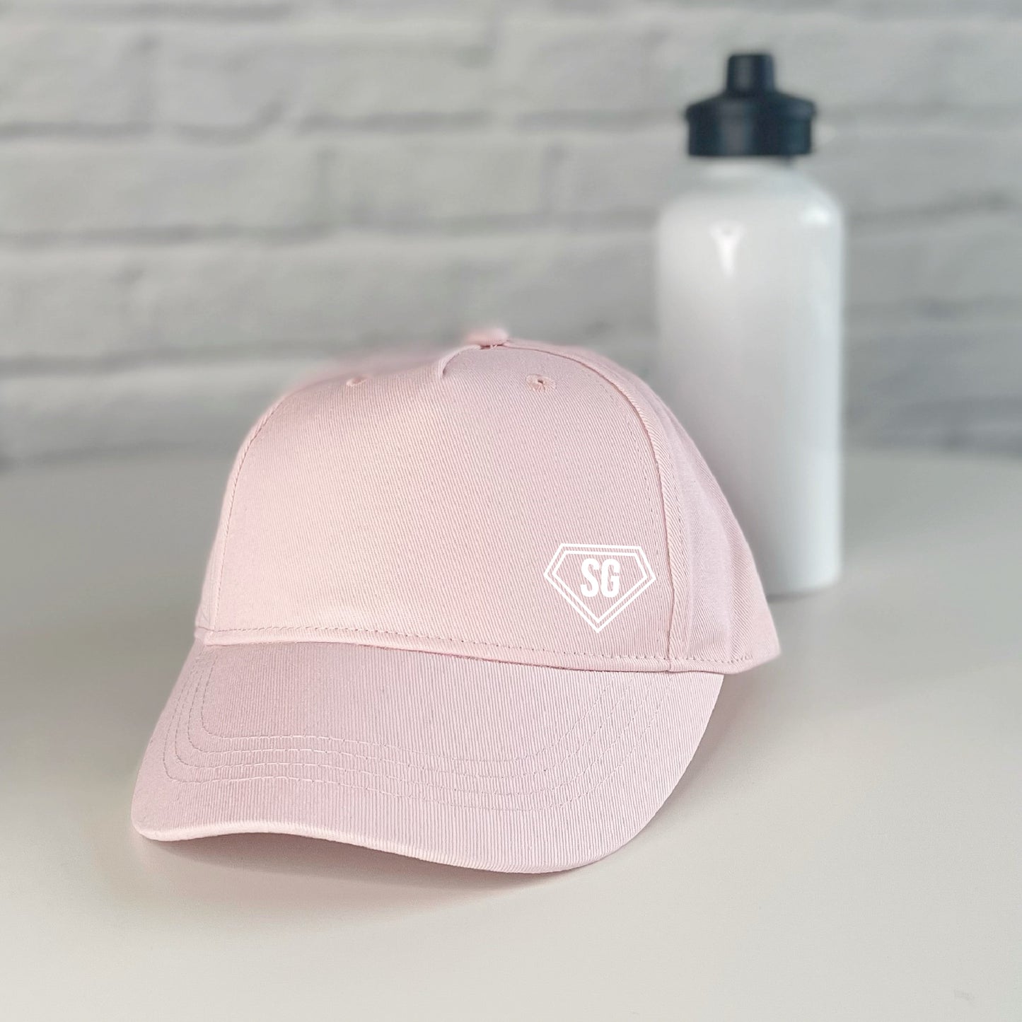 personalised kids cap with badge heart