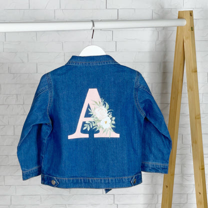 Floral Initial Personalised Denim Jacket For Girls - Lovetree Design