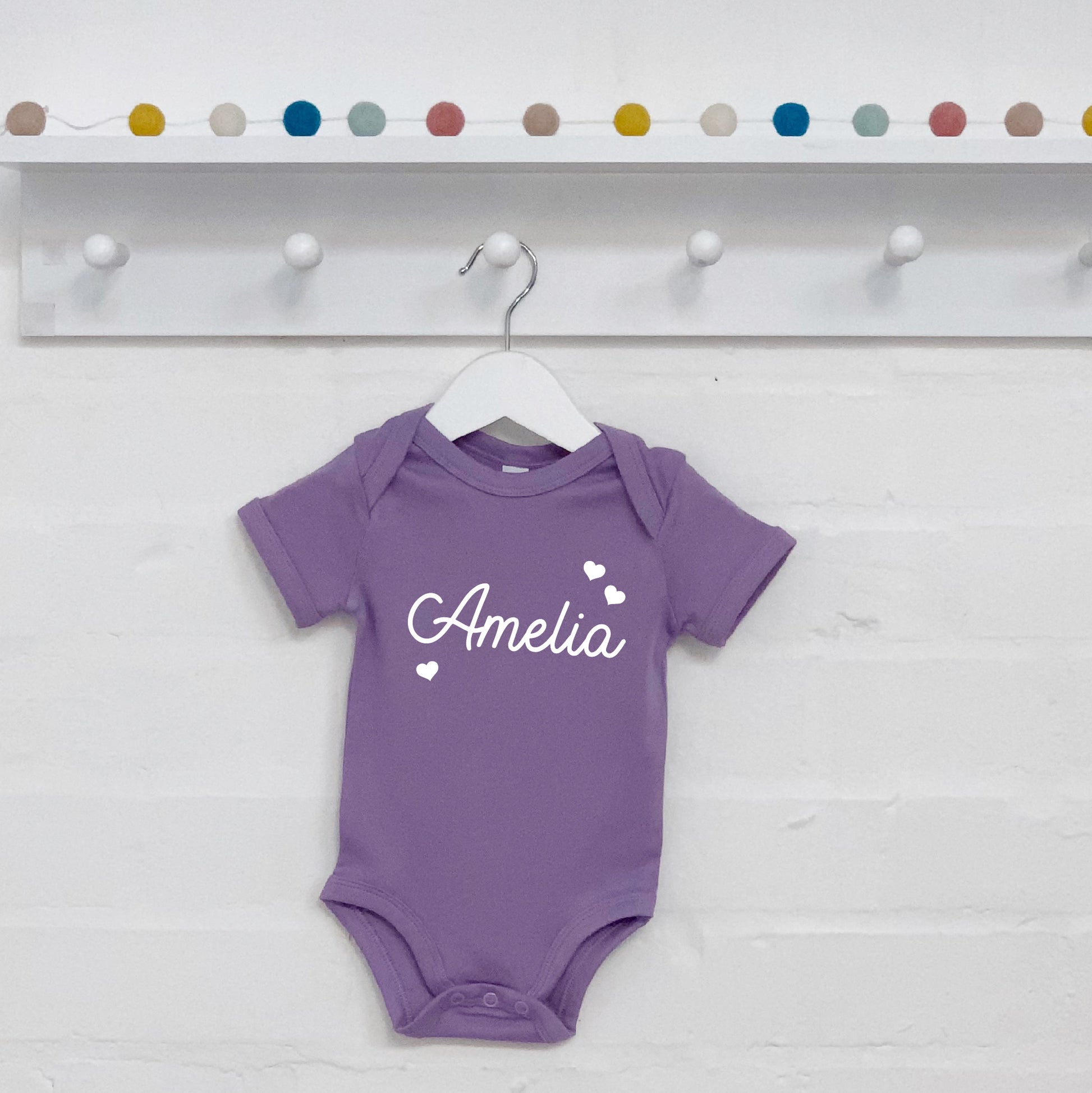Name With Hearts Personalised Babygrow For Girls - Lovetree Design