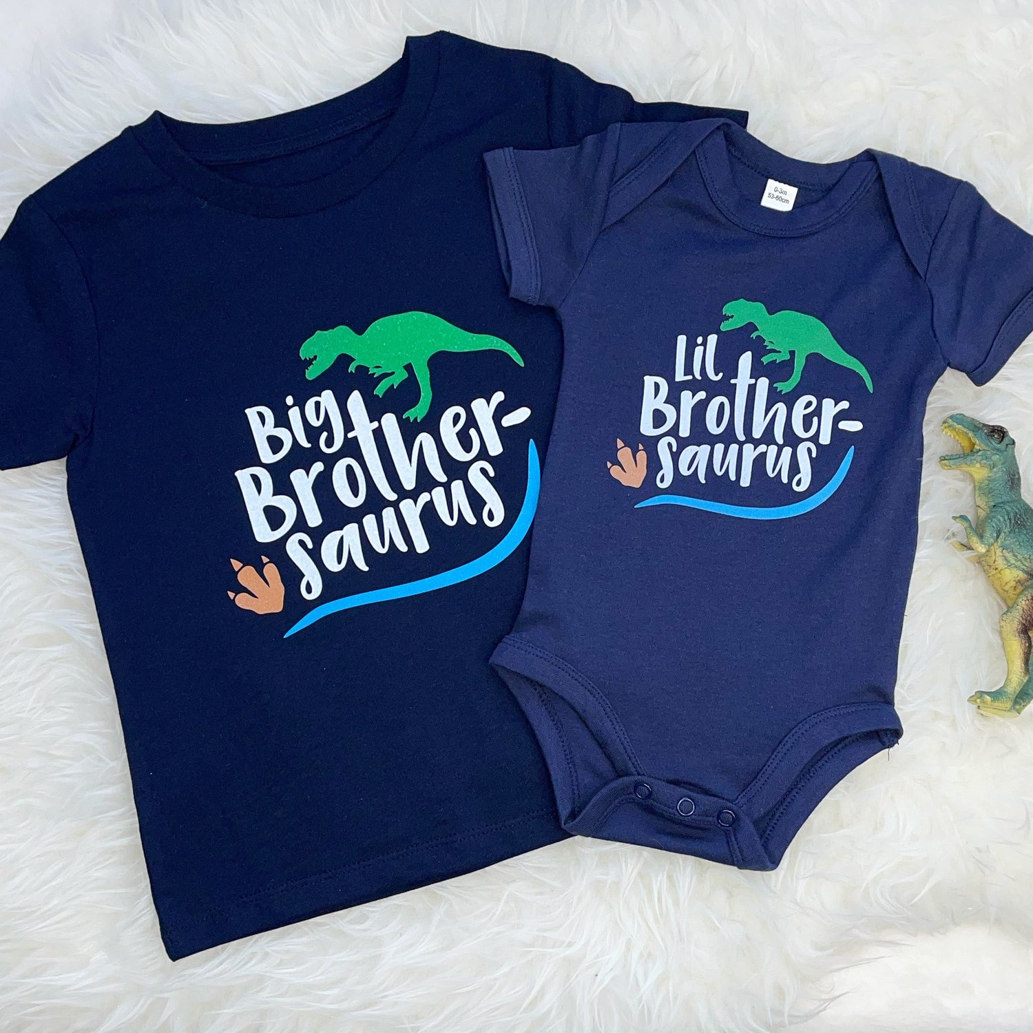 Big Brother Little Brother Saurus Dinosaur T Shirt Set - Lovetree Design