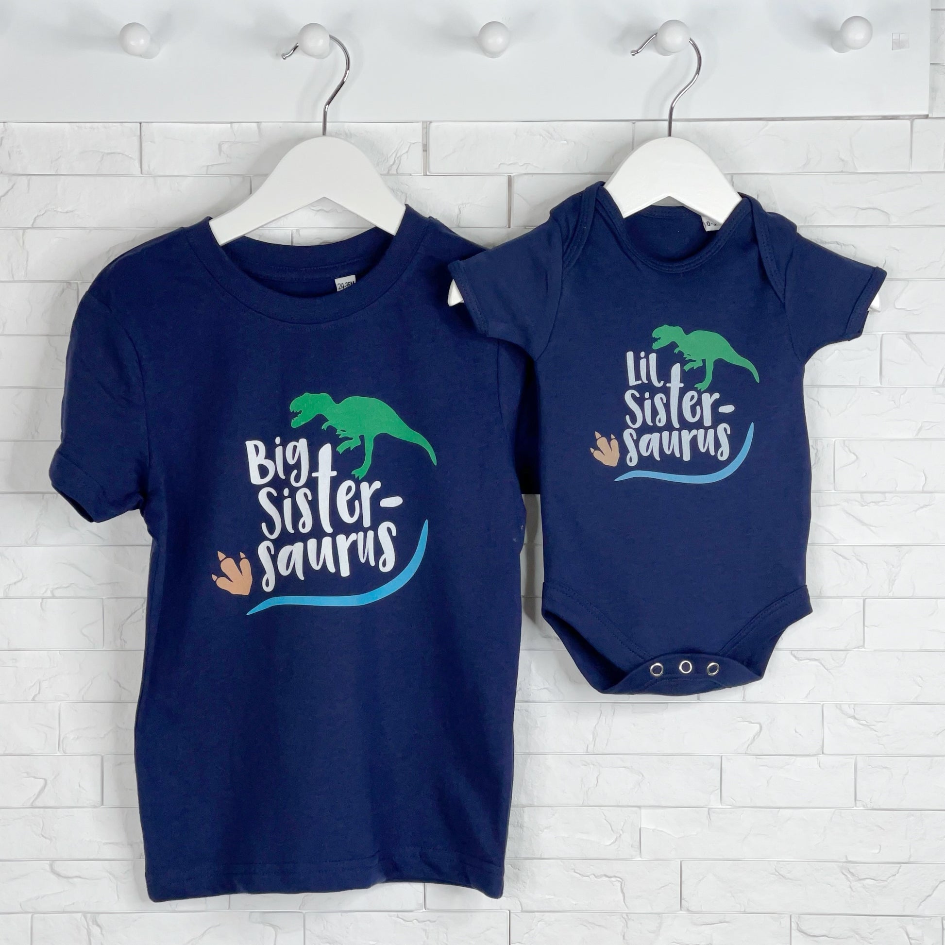 Big Brother Little Brother Saurus Dinosaur T Shirt Set - Lovetree Design