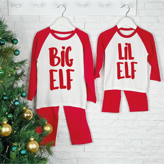 Big Elf Lil Elf Festive Sibling Matching Pyjamas - Lovetree Design