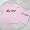Big Sister Little Sister T Shirts With Roses On Pink
