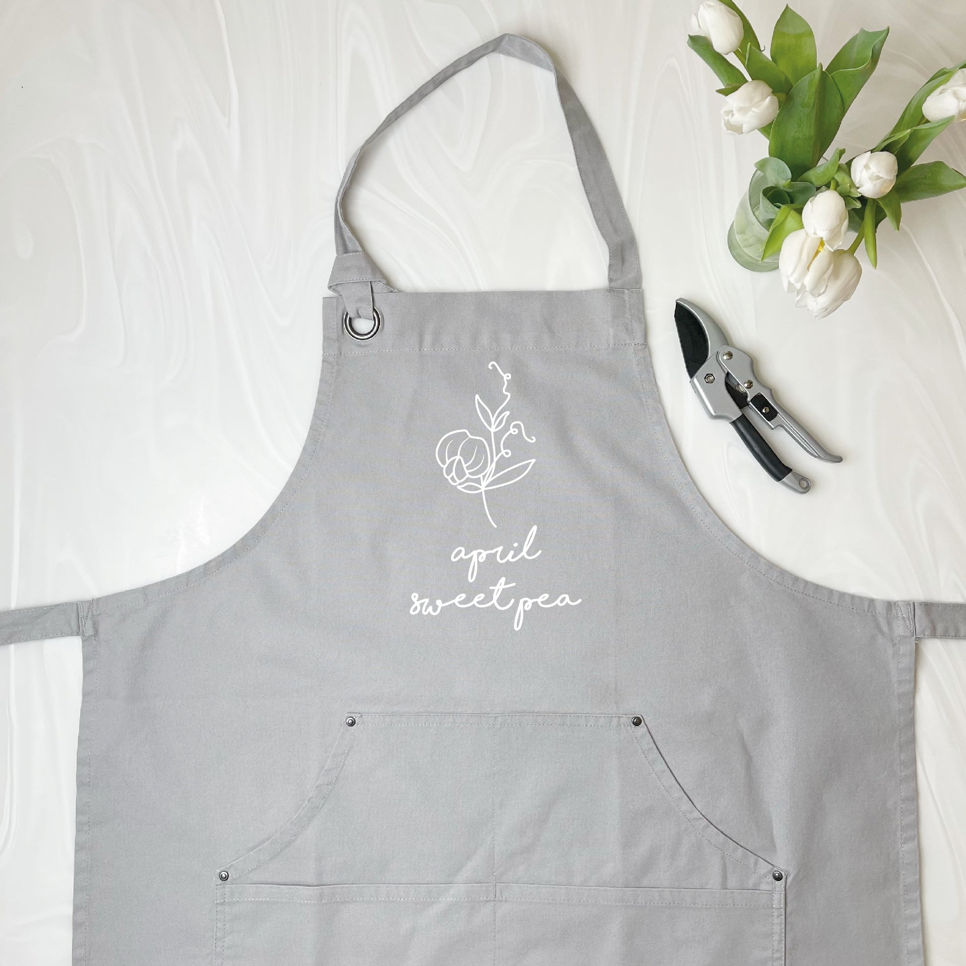 Birth Flower Silver Apron - Lovetree Design