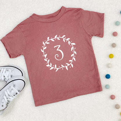 Girls Birthday T Shirt Flower Garland And Number - Lovetree Design