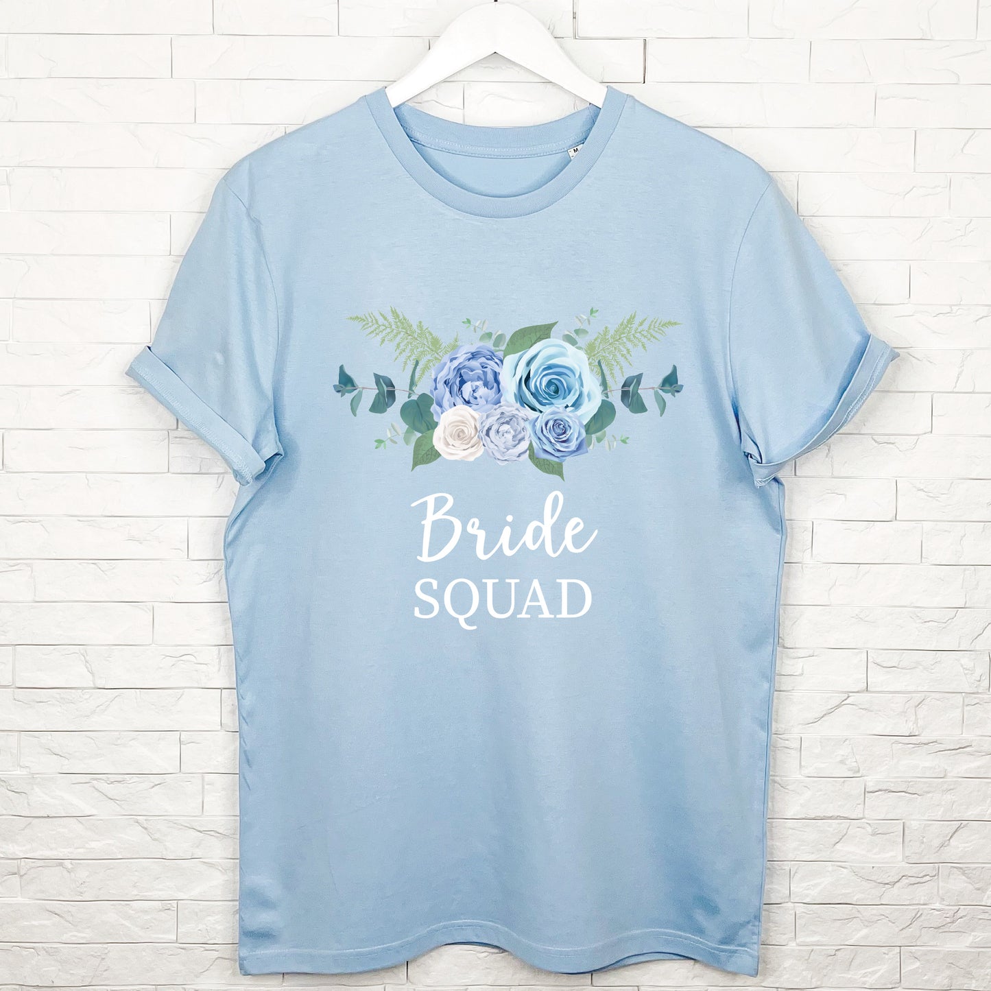 Bride To Be And Hen Blue Floral And Silver T Shirt Set - Lovetree Design