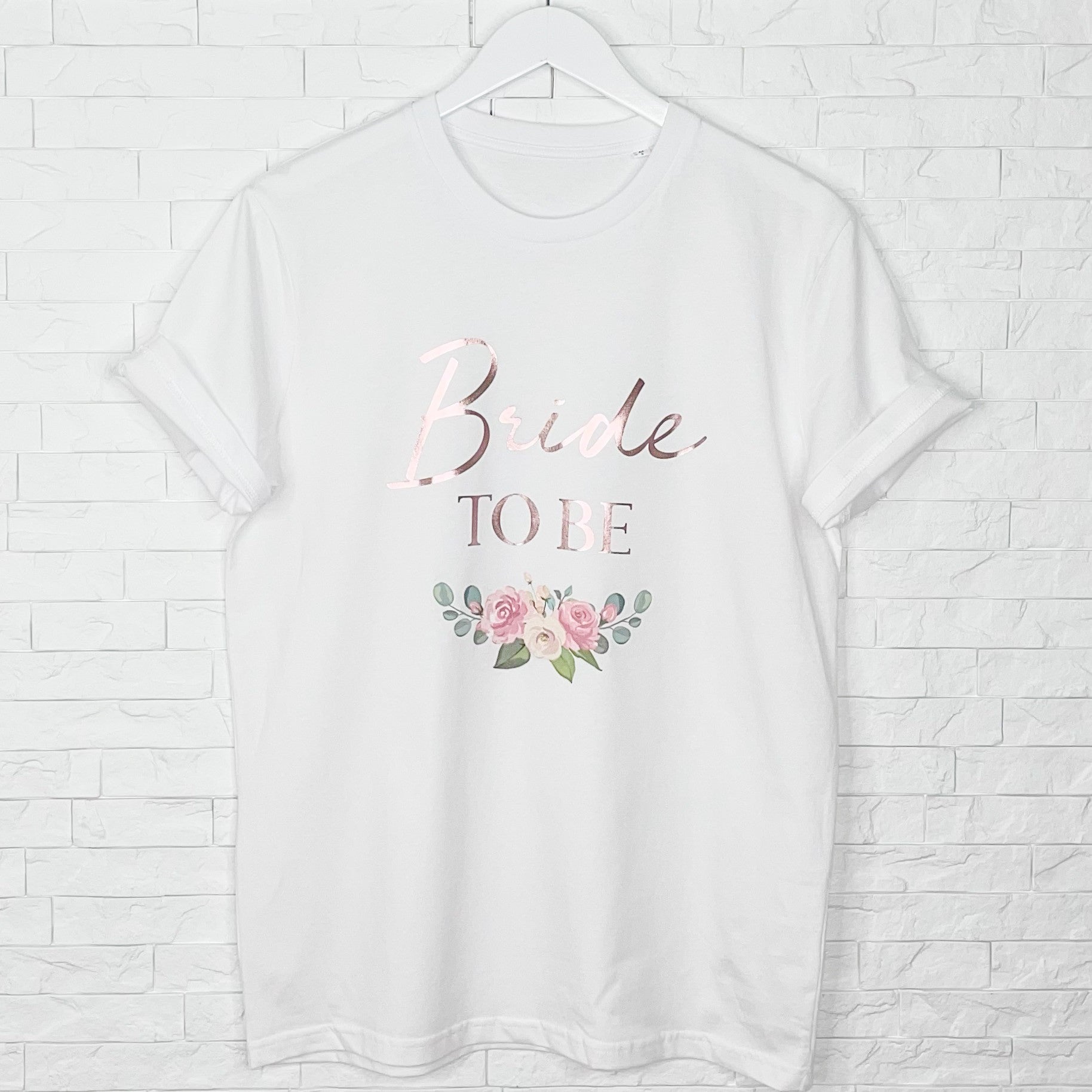 Bride To Be Floral And Rose Gold T Shirt - Lovetree Design