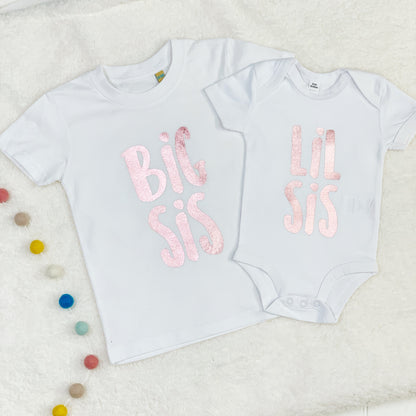 Big Sis Lil Sis Matching T Shirt Set Rose Gold - Lovetree Design