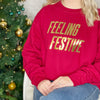 Feeling Festive Red And Gold Christmas Jumper - Lovetree Design
