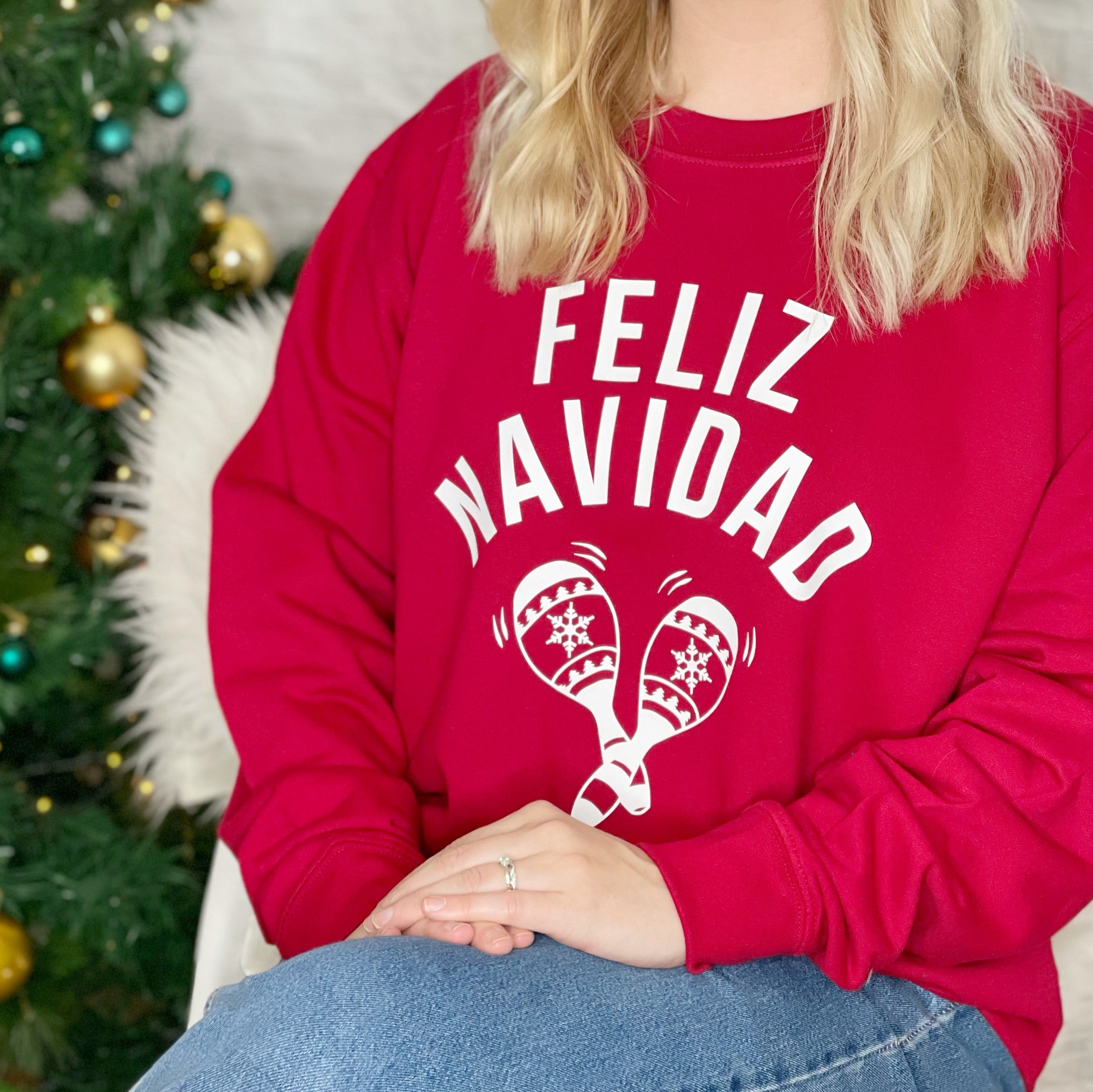 Feliz Navidad Christmas Sweatshirt Lovetree Design