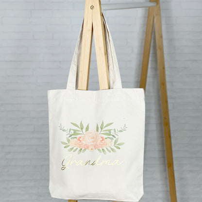 Floral Champagne Personalised Tote Bag - Lovetree Design